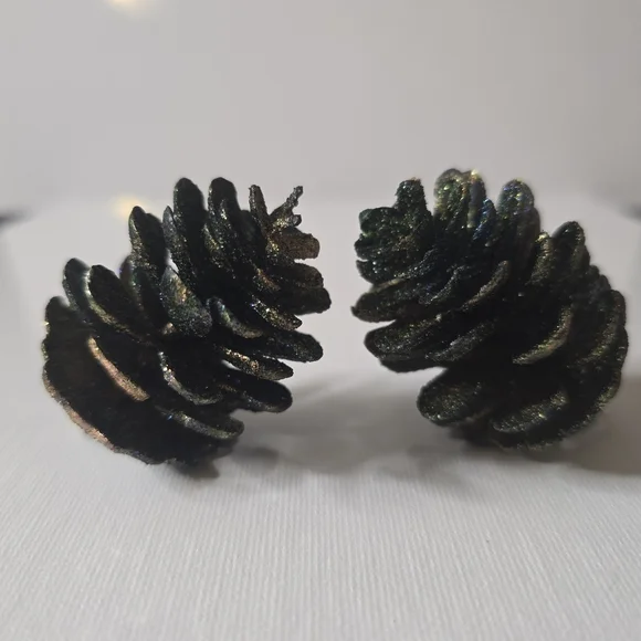 HANDCRAFTED Pinecone Pierced Earrings HANDPAINTED Holiday Jewelry Accessories - Picture 11 of 15